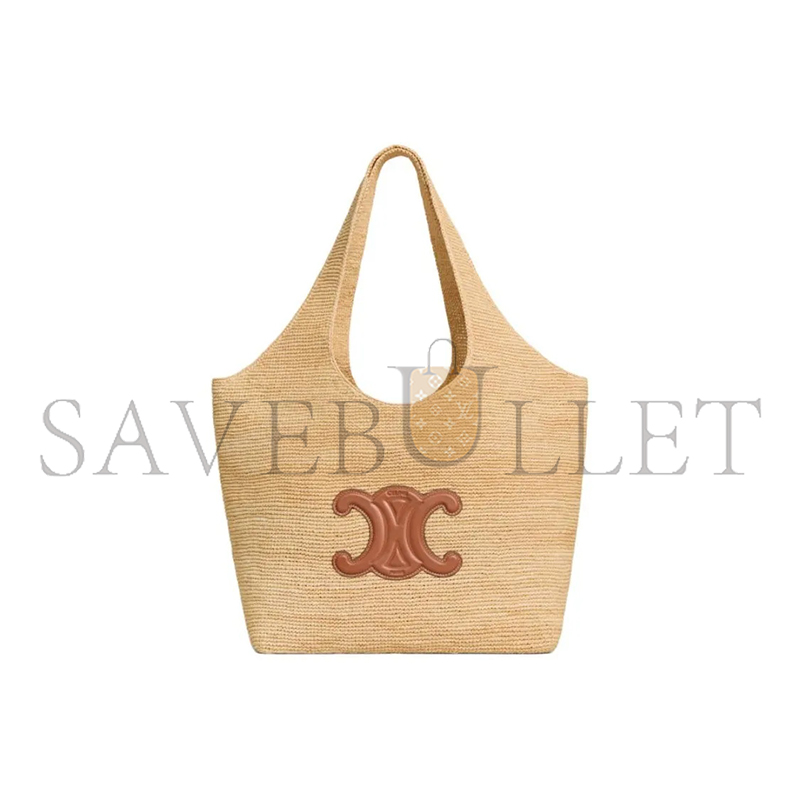 Ce**e classic panier shopper cabas in raffia and calfskin 119632gp6-02nt (32.5*28*20cm)